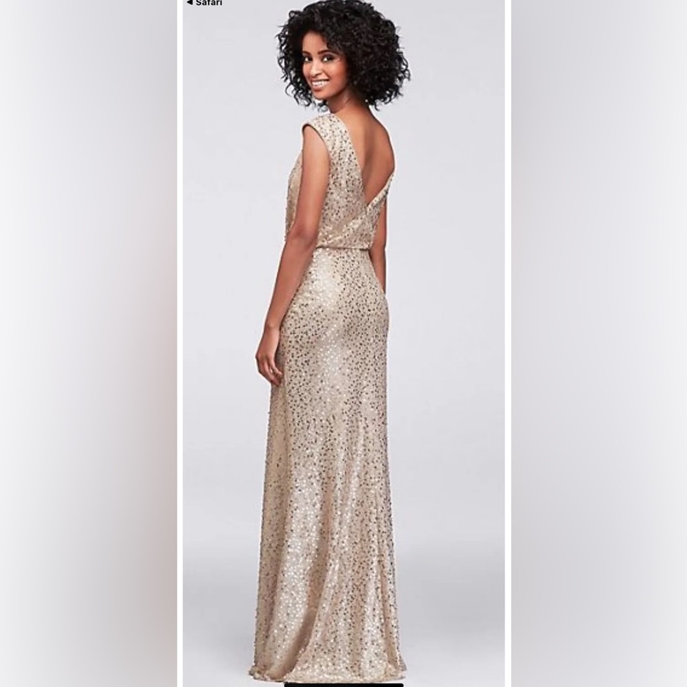 David’s bridal gold sequin formal dress. EUC Worn once.  XS. - Picture 2 of 10